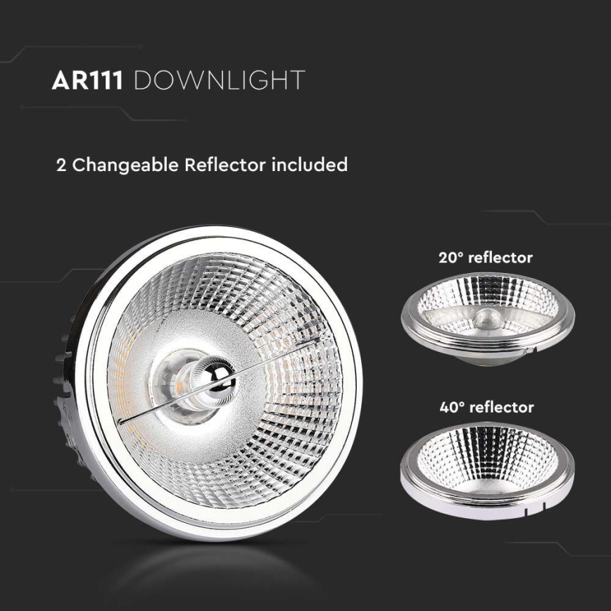 LED Inbouwspot LED/20W/230V 4000K 40°/20° diameter 11 cm glanzend chroom