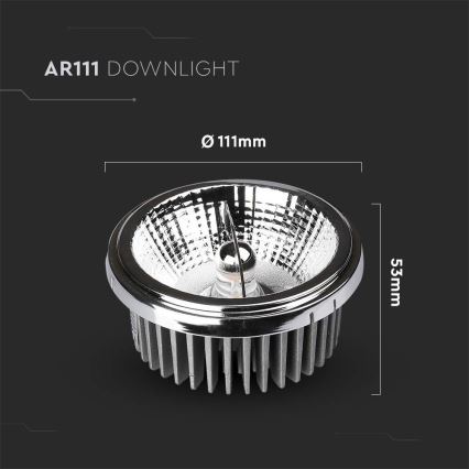LED Inbouwspot LED/20W/230V 4000K 40°/20° diameter 11 cm glanzend chroom