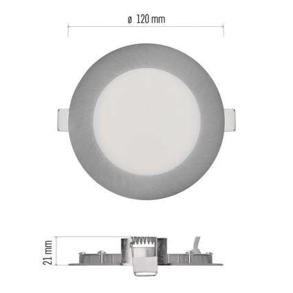 LED inbouwspot NEXXO LED/7W/230V 3000/3500/4000K zilver Ø 12 cm