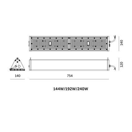Dimbaar industrieel technisch LED-armatuur NICO HIGHBAY LED/144/192/240W/230V 3000/4000/6000K IP65