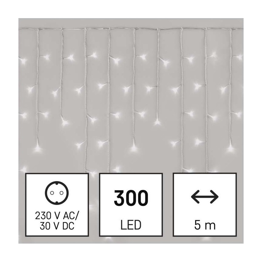 LED kerst buitenketting 300xLED/8 standen10m IP44 koel wit + afstandsbediening