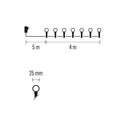 LED Kerst buitenketting 40xLED/9m IP44 warm wit