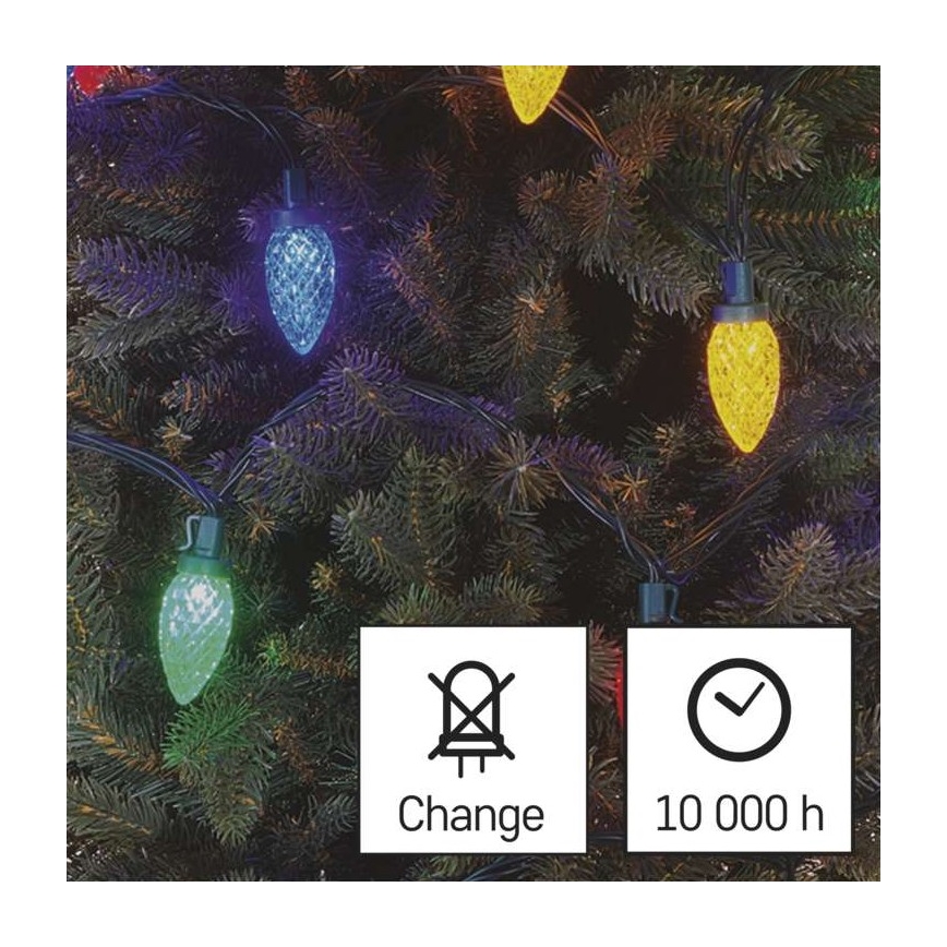 LED Kerst buitenketting 50xLED/8 standen 14,8m IP44 multicolor