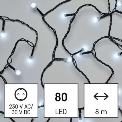 LED Kerst buitenketting 80xLED/13m IP44 koel wit