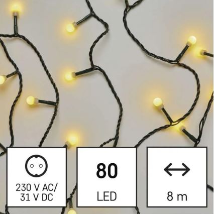 LED Kerst buitenketting 80xLED/13m IP44 warm wit