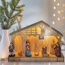 LED Kerst Decoratie LED/2xAA houten kerststal