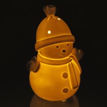 LED Kerst Decoratie van Porselein  LED/3xLR44 sneeuwpop