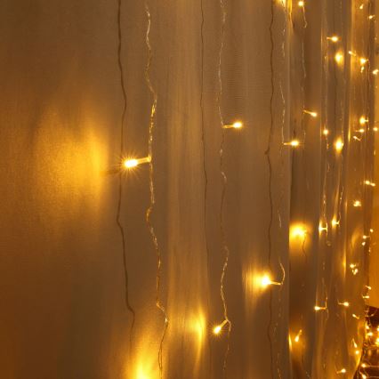 LED Kerst gordijn LONGER 150xLED/8 Functies 3,5 m warm wit