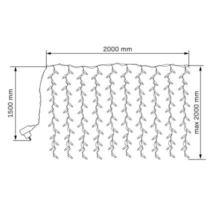 LED Kerst gordijn LONGER 150xLED/8 Functies 3,5 m warm wit