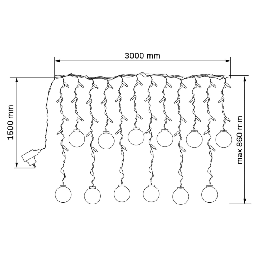 LED Kerst gordijn WISH BALLS 108xLED/8 Functies 4,5 m warm wit