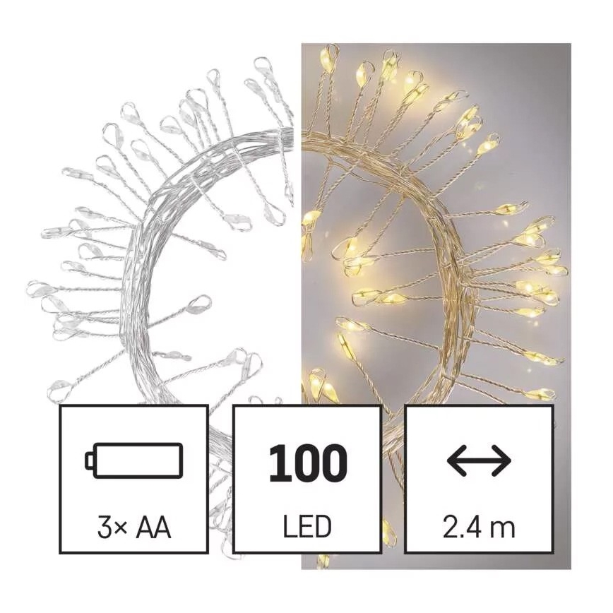 LED Kerst Lichtketting 100xLED/3xAA 2,7m warm wit