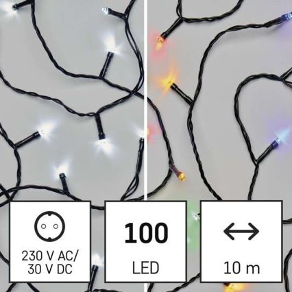 LED Kerst Lichtketting voor Buiten 100xLED/8 modi 15m IP44 koud wit/meerdere kleuren