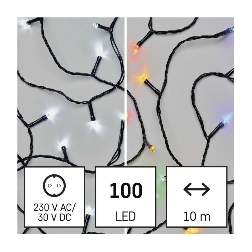 LED Kerst Lichtketting voor Buiten 100xLED/8 modi 15m IP44 koud wit/meerdere kleuren