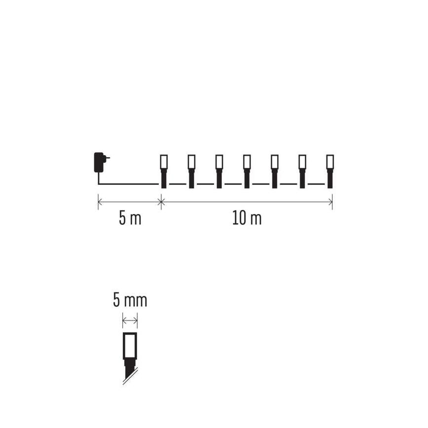 LED Kerst Lichtketting voor Buiten 100xLED/8 modi 15m IP44 koud wit/meerdere kleuren