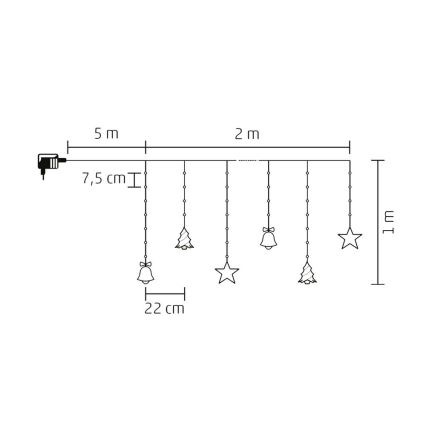 LED Kerst lichtketting voor buiten 186xLED 7m IP44 koud wit