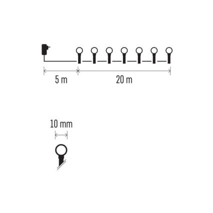 LED Kerst Lichtketting voor Buiten 200xLED/8 modi 25m IP44 meerdere kleuren