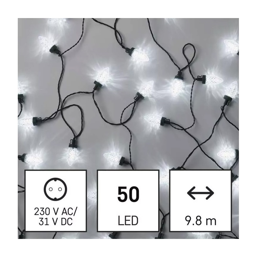 LED Kerst Lichtketting voor Buiten 50xLED/8 functies 14,8 m IP44 koud wit