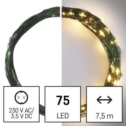 LED Kerst Lichtketting voor Buiten 75xLED/12,5m IP44 warm wit