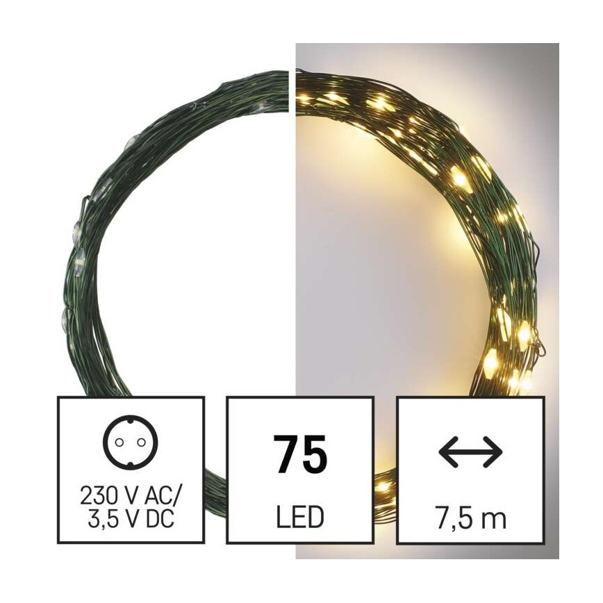 LED Kerst Lichtketting voor Buiten 75xLED/12,5m IP44 warm wit