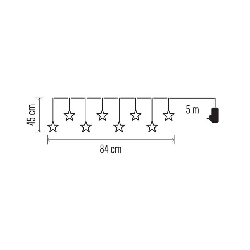 LED Kerst Lichtketting voor Buiten 8xLED/5,84m IP44 sterren