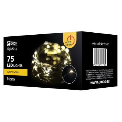 LED Kerst Lichtketting voor Buiten NANO 75xLED 12,5m IP44 warm wit