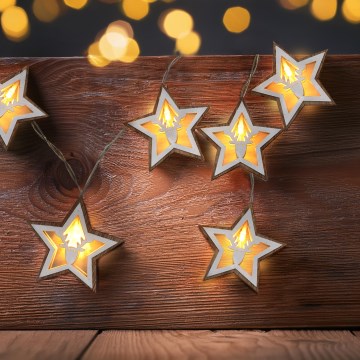 LED Kerst lichtsnoer 10xLED/2xAA 1,8m warm wit