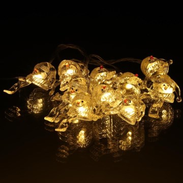 LED Kerst lichtsnoer 10xLED/2xAA/warm wit 1,65m Sneeuwpoppen