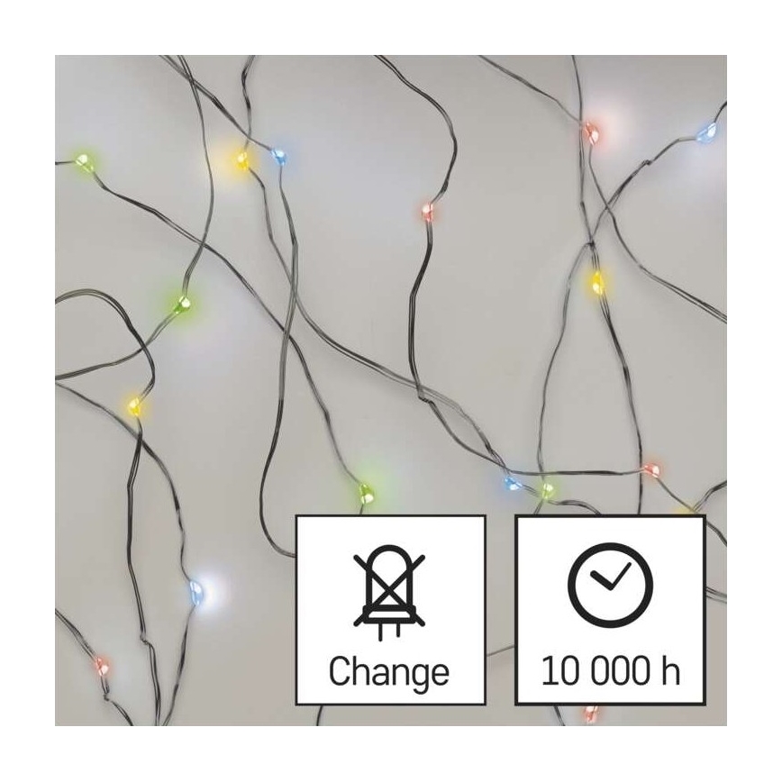 LED Kerst lichtsnoer 20xLED/2xAA 2,4m Meerdere kleuren