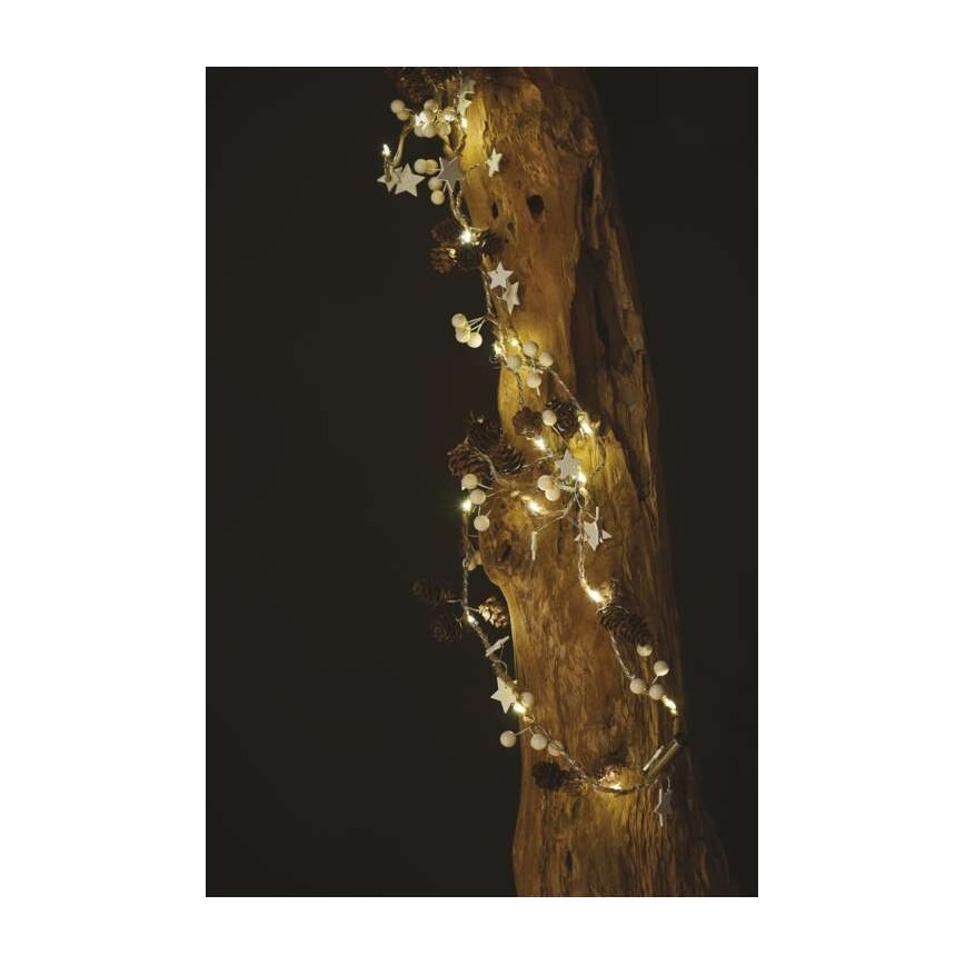 LED Kerst lichtsnoer 20xLED/2xAA 2m
