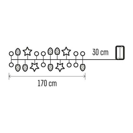 LED Kerst lichtsnoer 20xLED/2xAA 2m