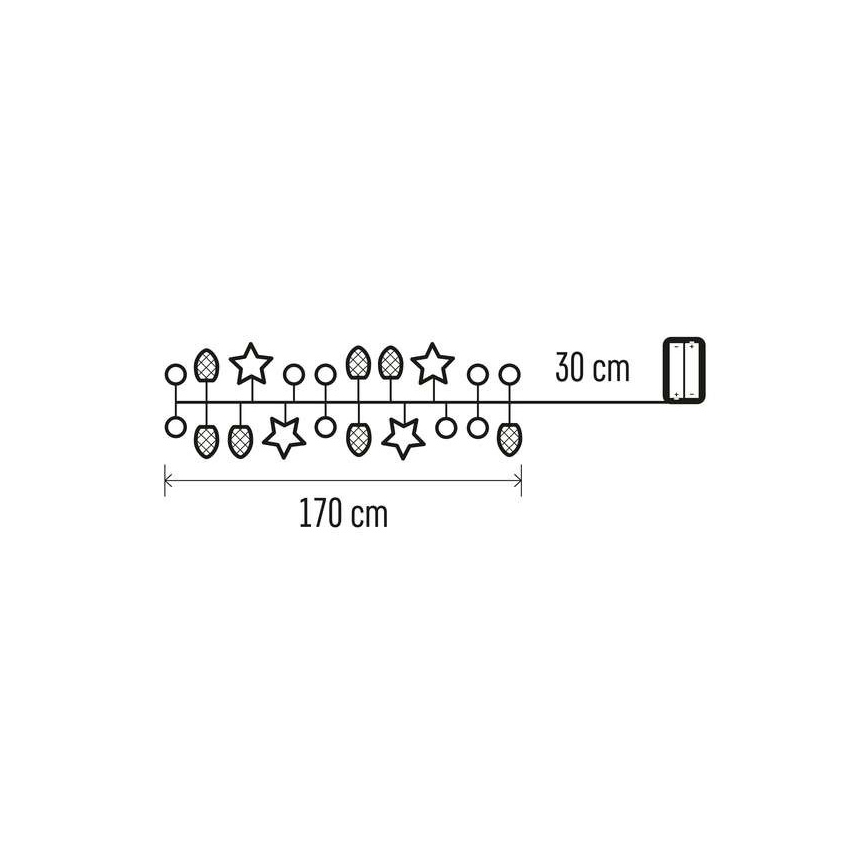 LED Kerst lichtsnoer 20xLED/2xAA 2m