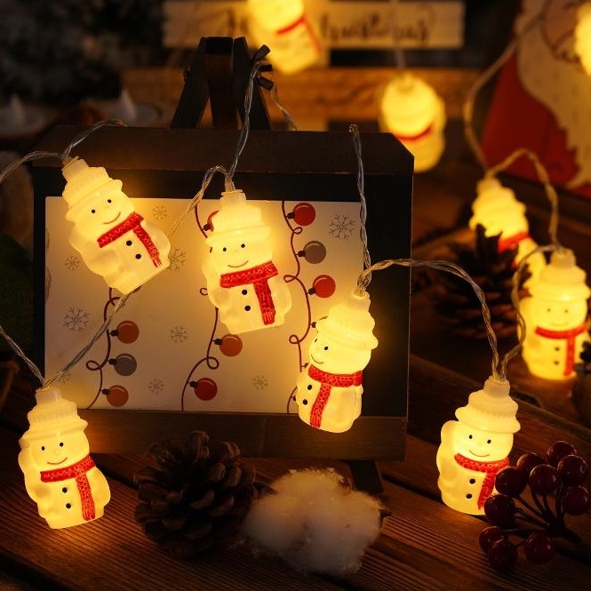 LED Kerst lichtsnoer 20xLED/3xAA/warm wit 3,3m Sneeuwpoppen