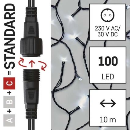 LED Kerst lichtsnoer voor buiten 100xLED/10m IP44 koud wit