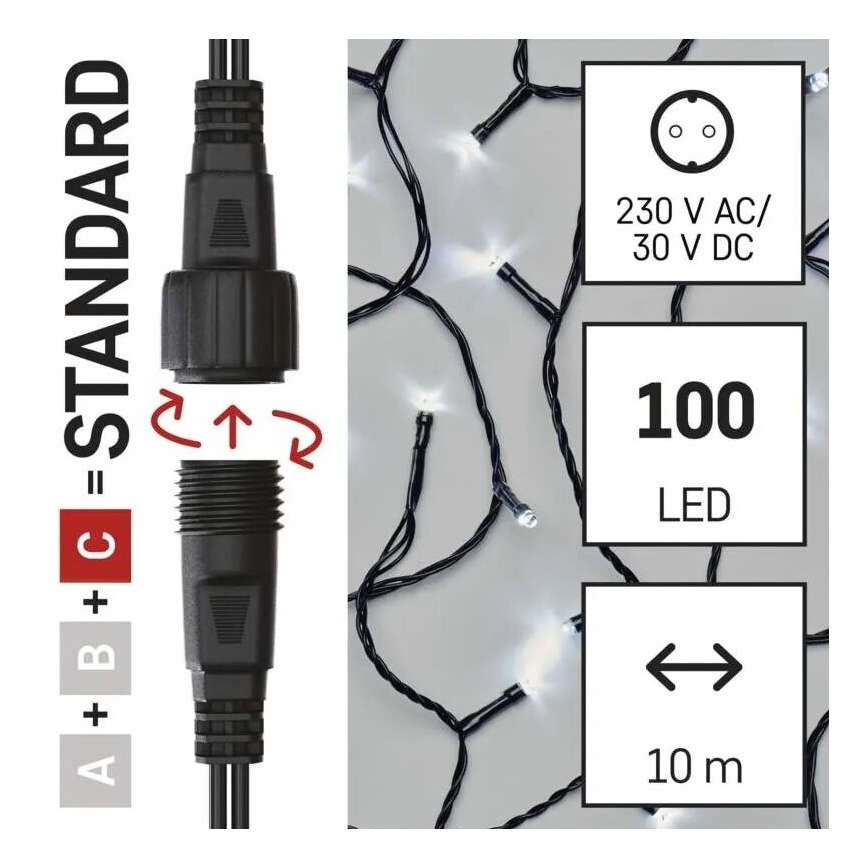 LED Kerst lichtsnoer voor buiten 100xLED/10m IP44 koud wit