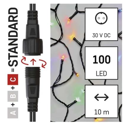 LED Kerst lichtsnoer voor buiten 100xLED/10m IP44 Meerdere kleuren
