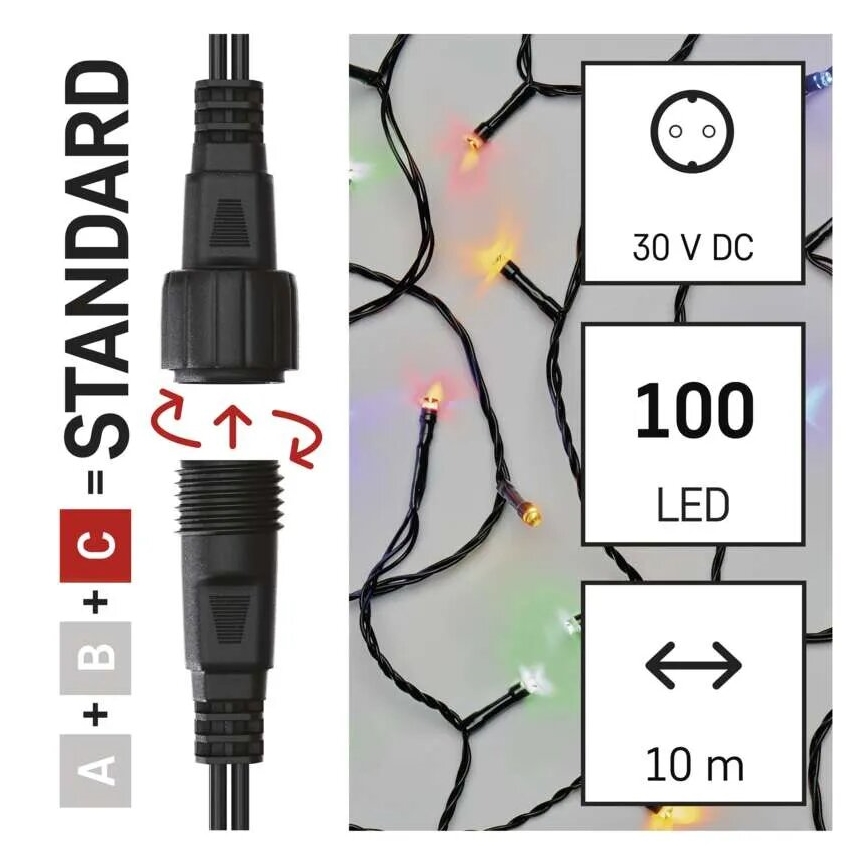 LED Kerst lichtsnoer voor buiten 100xLED/10m IP44 Meerdere kleuren