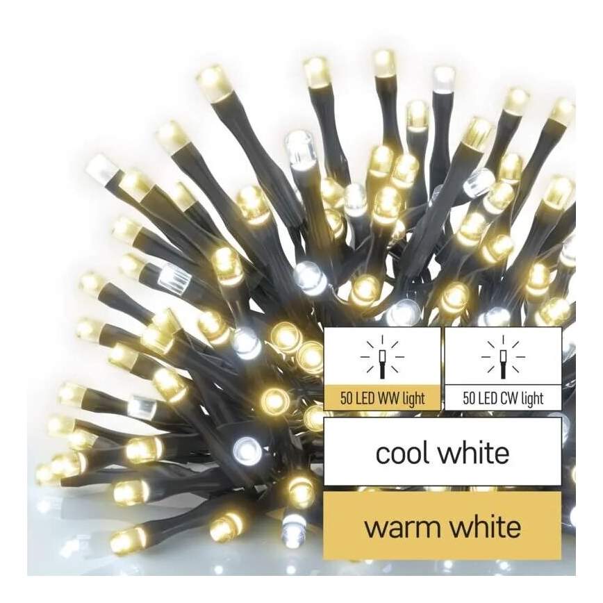 LED Kerst lichtsnoer voor buiten 100xLED/10m IP44 warm/koud wit