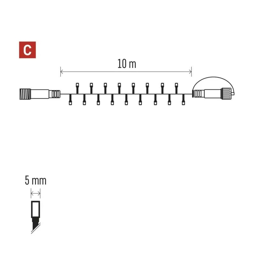 LED Kerst lichtsnoer voor buiten 100xLED/10m IP44 warm/koud wit