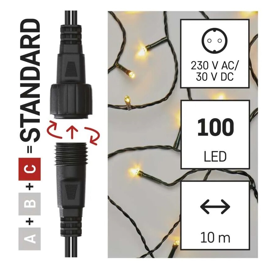 LED Kerst lichtsnoer voor buiten 100xLED/10m IP44 warm wit