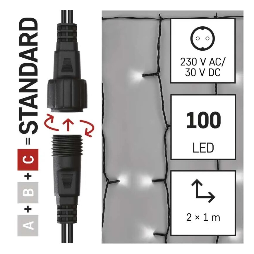 LED Kerst lichtsnoer voor buiten 100xLED/1x2m IP44 koud wit