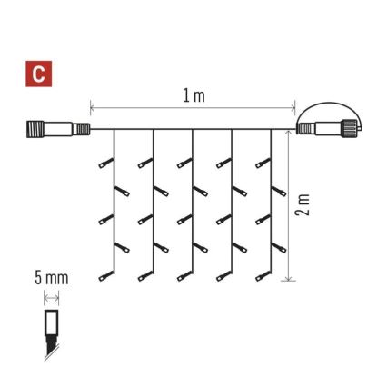 LED Kerst lichtsnoer voor buiten 100xLED/1x2m IP44 koud wit