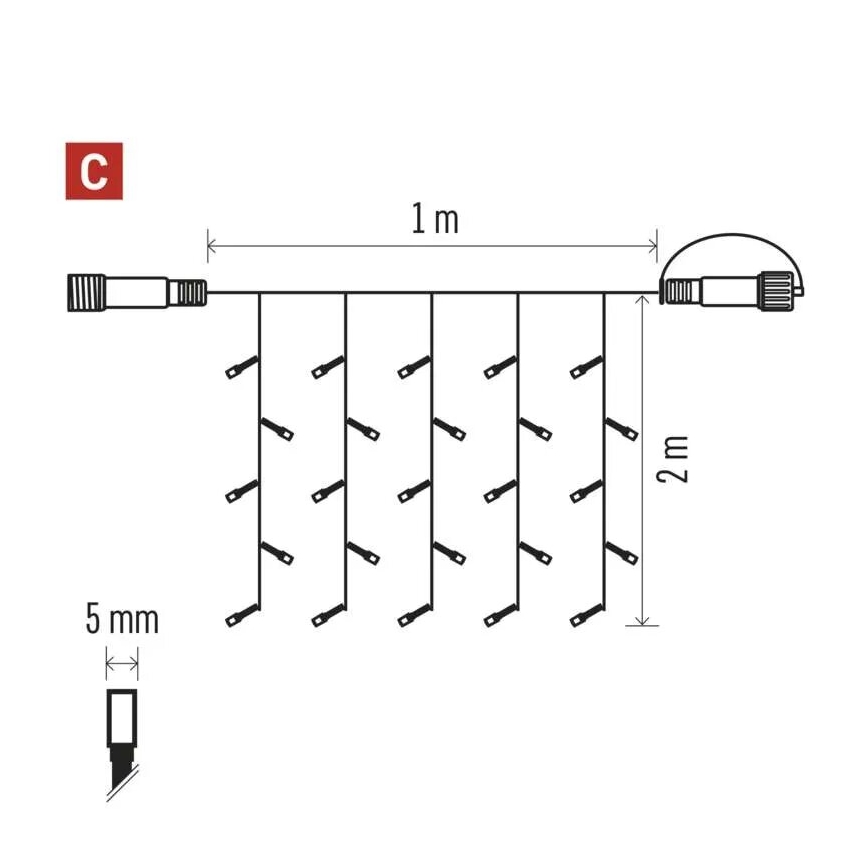 LED Kerst lichtsnoer voor buiten 100xLED/1x2m IP44 koud wit