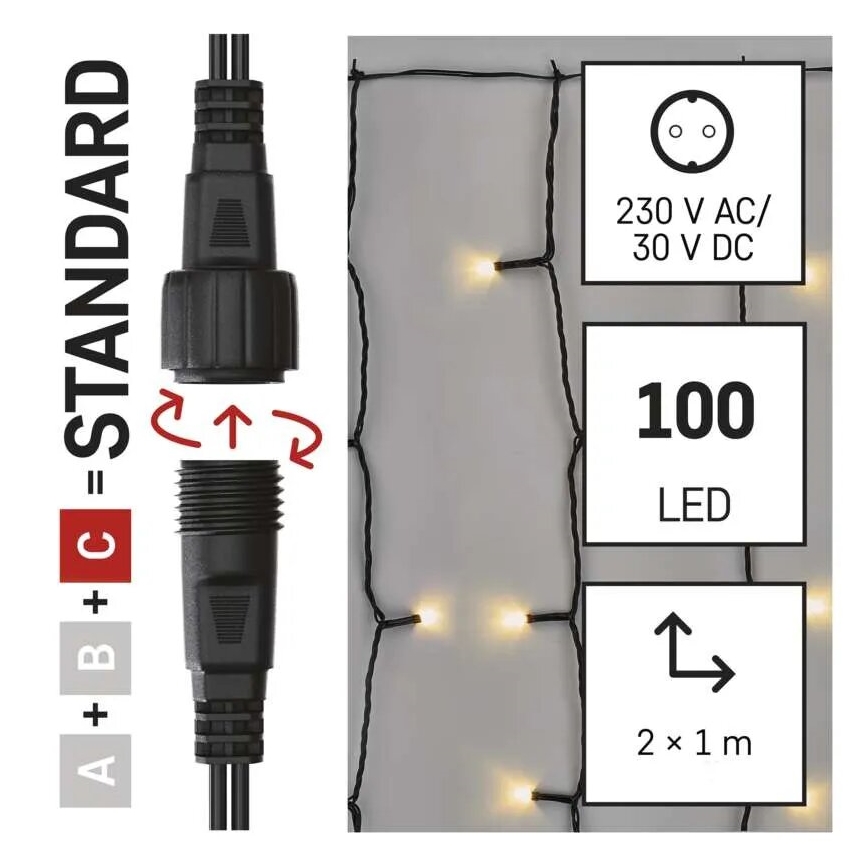 LED Kerst lichtsnoer voor buiten 100xLED/1x2m IP44 warm wit