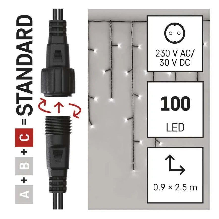 LED Kerst lichtsnoer voor buiten 100xLED/2,5x0,9m IP44 koud wit