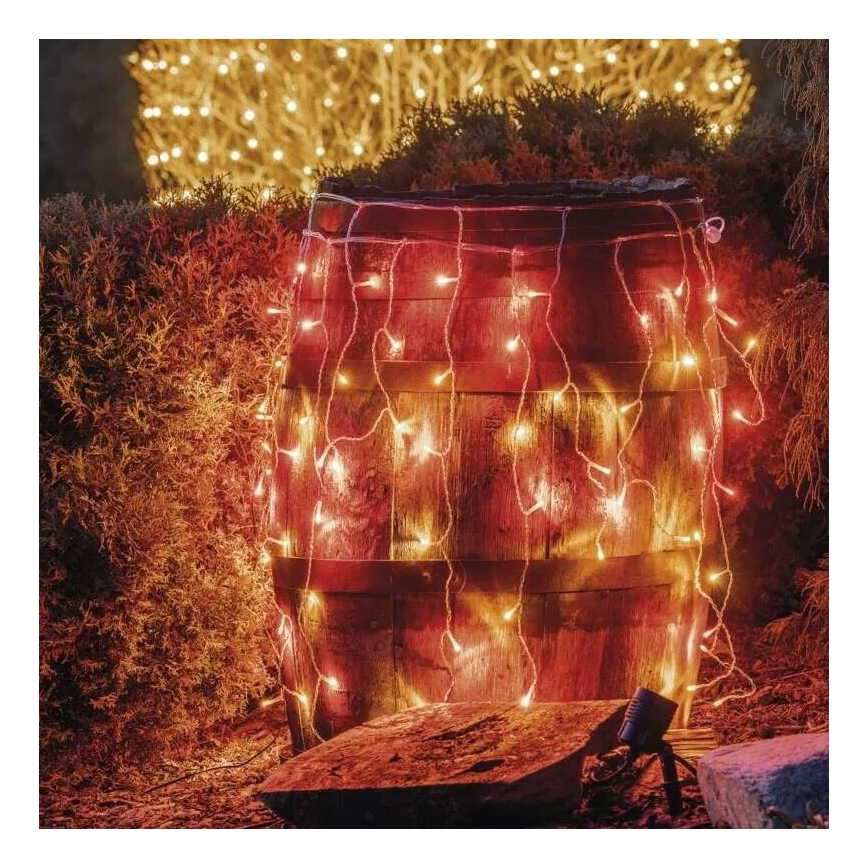 LED Kerst lichtsnoer voor buiten 100xLED/2,5x0,9m IP44 rood/vintage