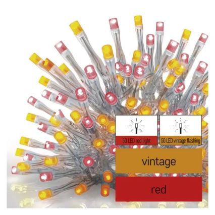 LED Kerst lichtsnoer voor buiten 100xLED/2,5x0,9m IP44 rood/vintage