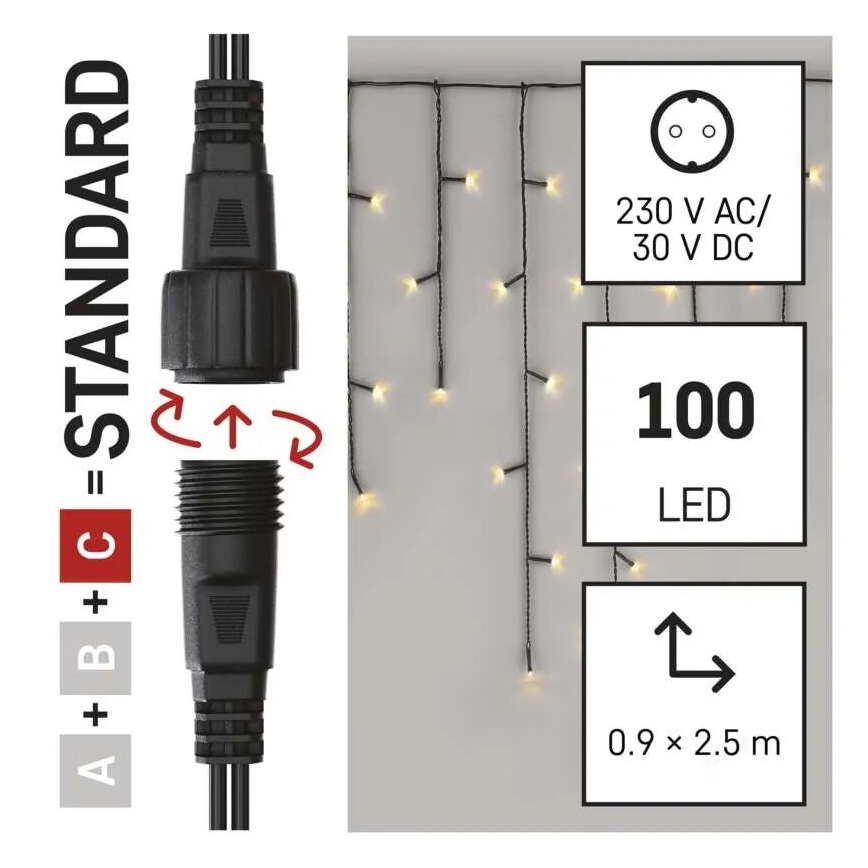 LED Kerst lichtsnoer voor buiten 100xLED/2,5x0,9m IP44 warm wit