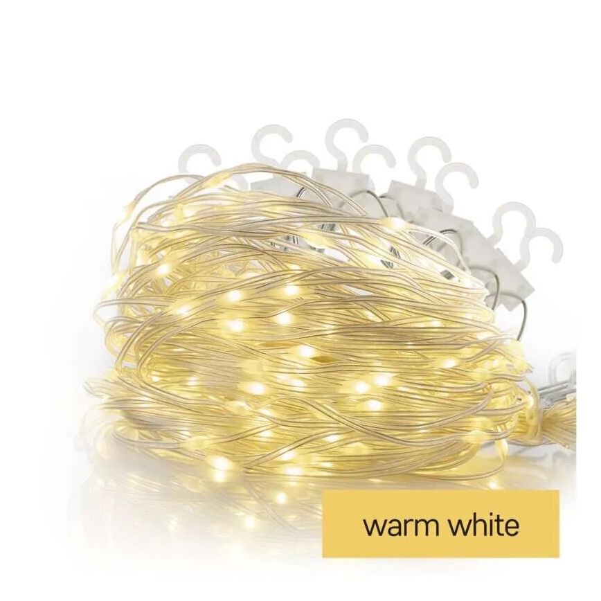 LED Kerst lichtsnoer voor buiten 100xLED/8 Functies 7,9x0,7m IP44 warm wit
