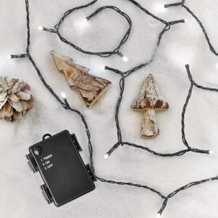 LED Kerst lichtsnoer voor buiten 120xLED/3xAA 8,9m IP44 koud wit