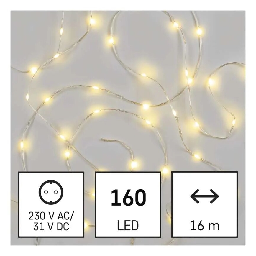 LED Kerst lichtsnoer voor buiten 160xLED/21m IP44 warm wit